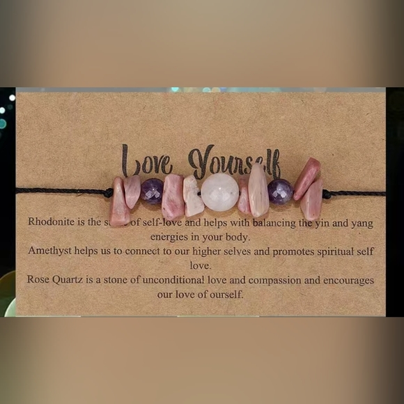 Unisex New Love Yourself Adjustable Crystal Bracelet - Picture 2 of 3